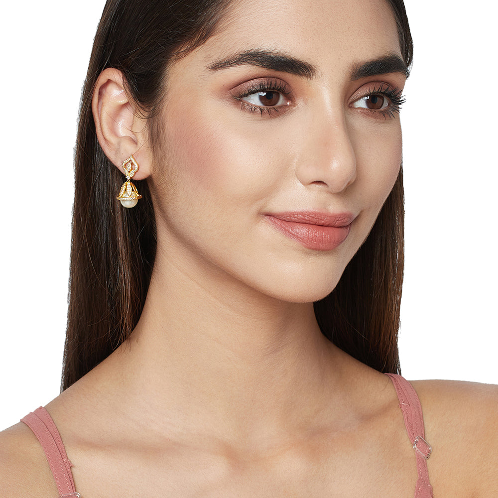 Beautiful Jhumka Earrings With Pearl Drops