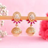 Delicate Jhumki Earrings With Pearl Droppings