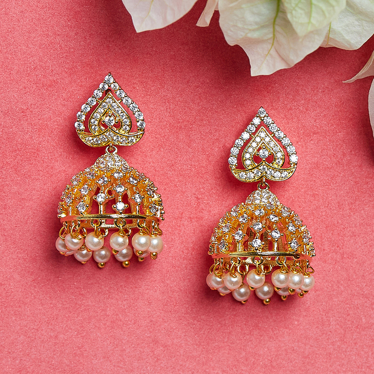 Pearl Beads Embellished Astonishing Jhumki Earrings Pair