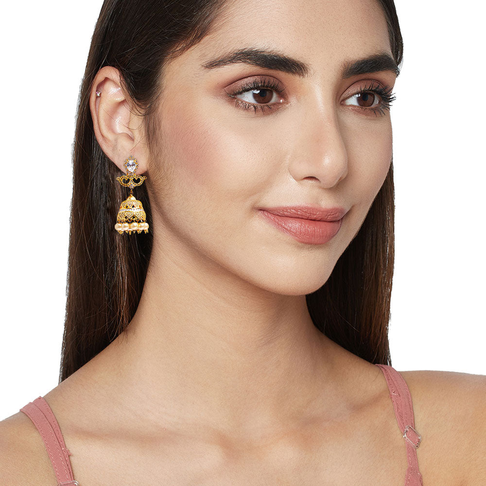Gold Plated Jhumki Drop Earrings
