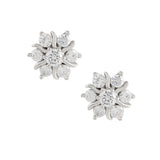 925 Sterling Silver CZ Floral Stud Earrings