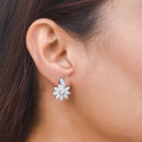 925 Sterling Silver Floral CZ Earrings