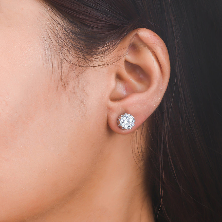 925 Sterling Silver CZ Stone Twirl Stud Earrings