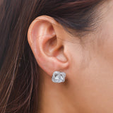 925 Sterling Silver CZ Enchanting Shell Shaped Stone Stud Earrings