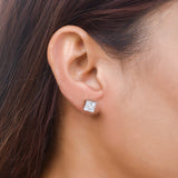 925 Sterling Silver Square CZ Stud Earrings
