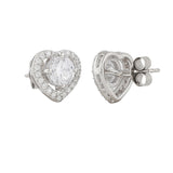925 Sterling Silver CZ White Stone Embedded Stud Earrings