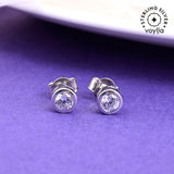 925 Sterling Silver CZ Stone Embedded Stud Earrings