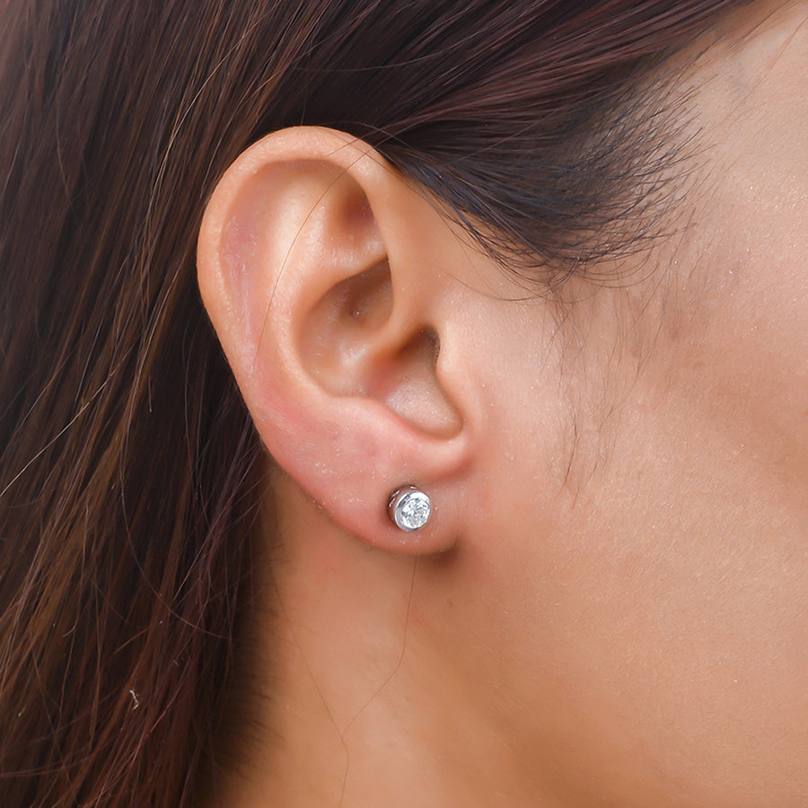 925 Sterling Silver CZ Stone Embedded Stud Earrings