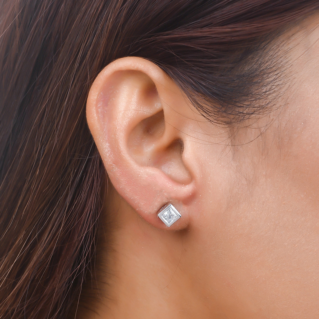 925 Sterling Silver Square Shaped Earring