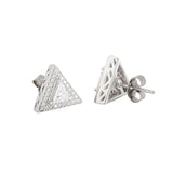 925 Sterling Silver CZ Pyramid Stud Earrings