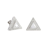 925 Sterling Silver CZ Pyramid Stud Earrings