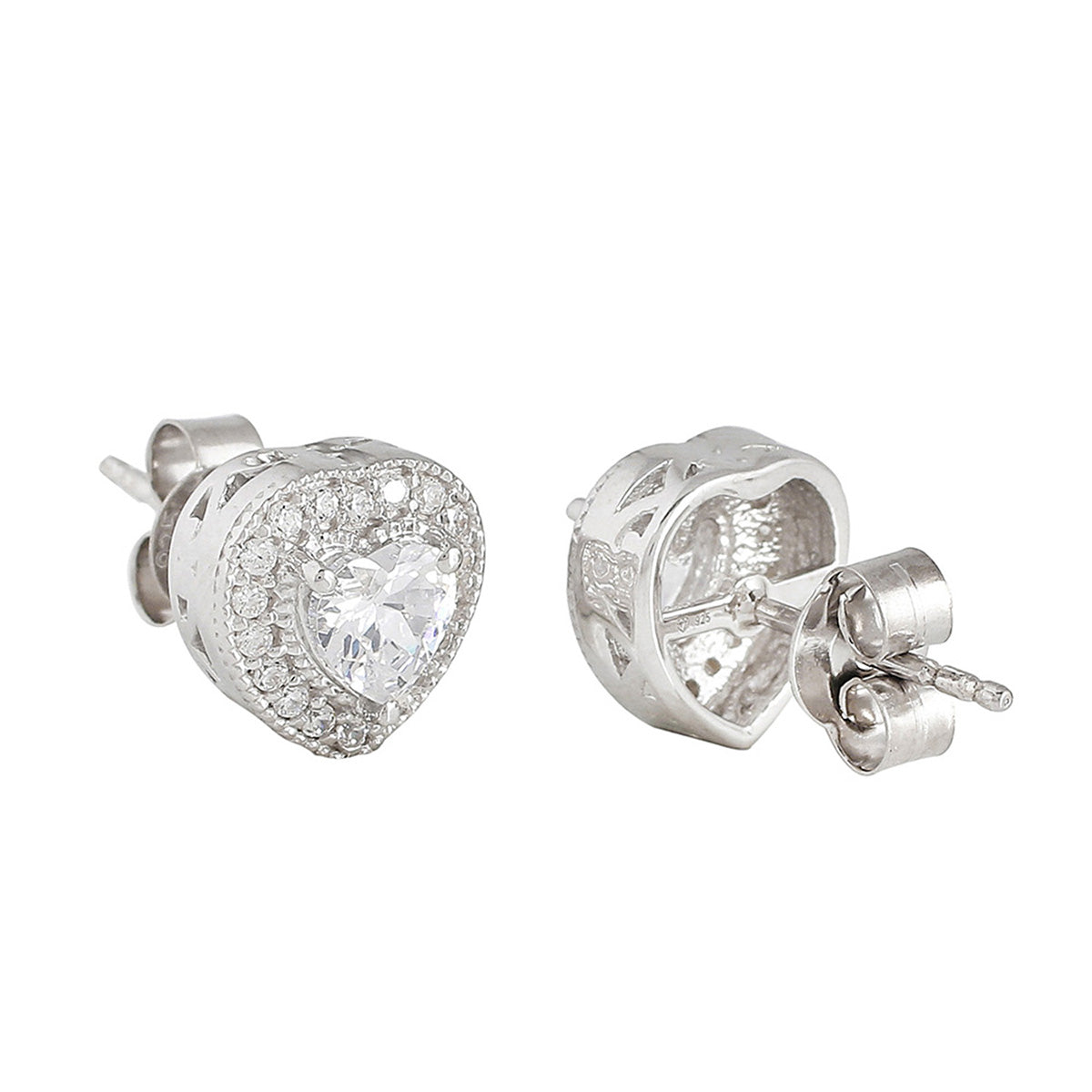 925 Sterling Silver Heart Shaped Earrings