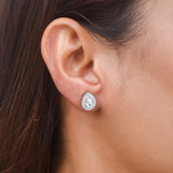925 Sterling Silver CZ Teadrop Stud Earrings