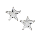 925 Sterling Silver CZ White Stone Star Shaped Stud Earrings