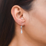 925 Sterling Silver CZ Drop Earrings with White Stone