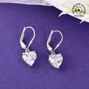 925 Sterling Silver Heart Dangler Earrings