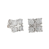 925 Sterling Silver CZ Square Stud Earrings