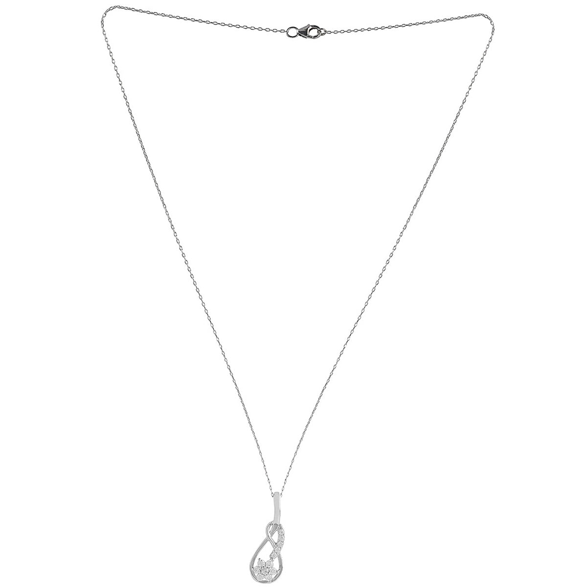 925 Sterling Silver CZ Infinity Shaped Pendant with Chain
