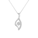 925 Sterling Silver American Diamond Leaf Pendant with Chain