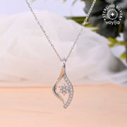 925 Sterling Silver American Diamond Leaf Pendant with Chain