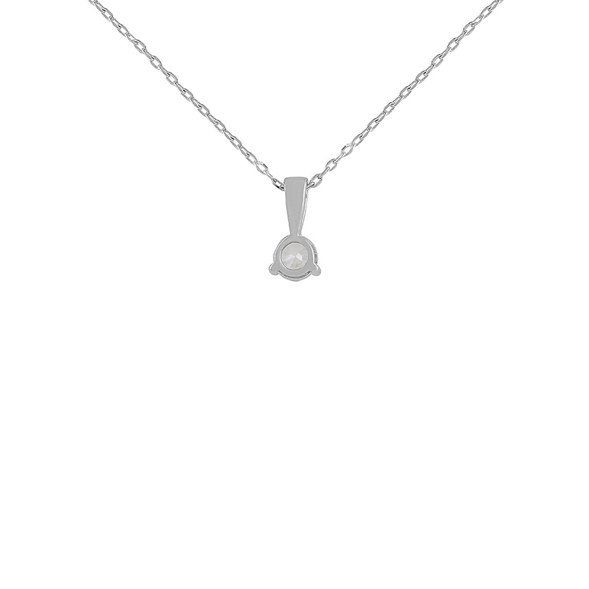 925 Sterling Silver CZ 3 Prongs Pendant with Chain