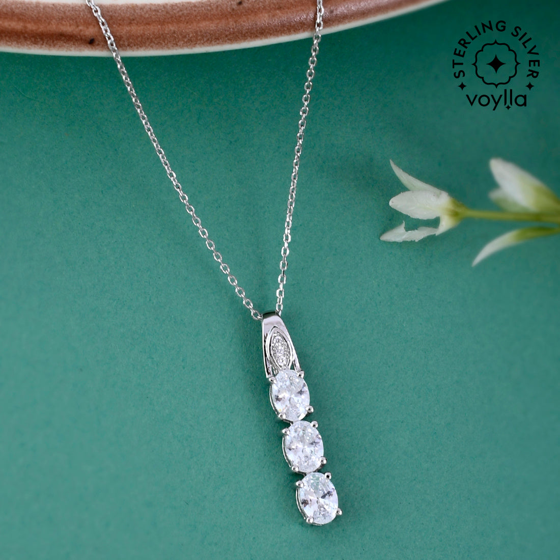 1.00ctw Three Stone Lab Grown Diamond Necklace–Smiling Rocks