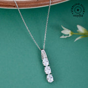 925 Sterling Silver CZ White Stone Pendant with Chain