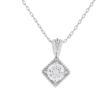 925 Sterling Silver CZ Square Pendant with Chain