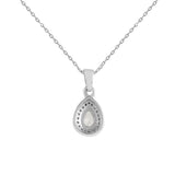 925 Sterling Silver CZ White Stone shaped Pendant with Chain
