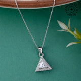 925 Sterling Silver CZ Pyramid Pendant with Chain