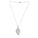 925 Sterling Silver CZ Leaflet Pendant with Chain