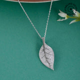 925 Sterling Silver CZ Leaflet Pendant with Chain