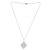 925 Sterling Silver CZ Square Shaped Pendant with Chain