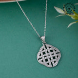 925 Sterling Silver CZ Celtic Knot Pendant with Chain