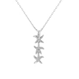 925 Sterling Silver CZ Three Stars Pendant with Chain