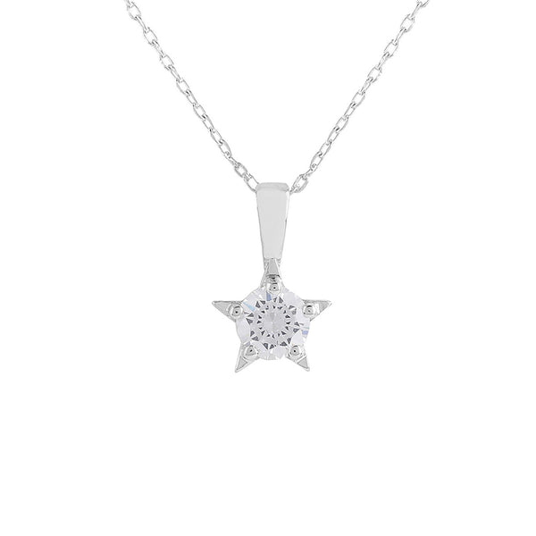 925 Sterling Silver CZ Star Shaped Pendant with Chain – VOYLLA