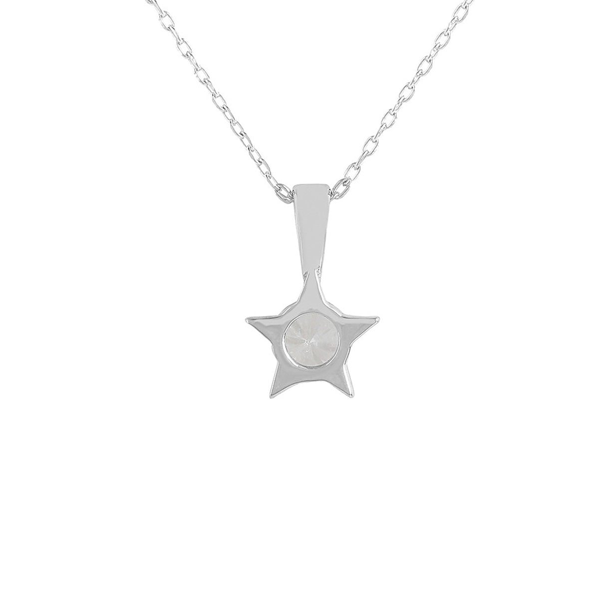 925 Sterling Silver CZ Star Shaped Pendant with Chain