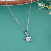 925 Sterling Silver CZ Star Shaped Pendant with Chain