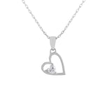 925 Sterling Silver CZ Heart Shaped Pendant with Chain | Voylla