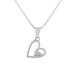 925 Sterling Silver CZ Heart Shaped Pendant with Chain | Voylla