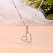 925 Sterling Silver CZ Heart Shaped Pendant with Chain | Voylla