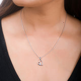 925 Sterling Silver CZ Heart Shaped Pendant with Chain | Voylla