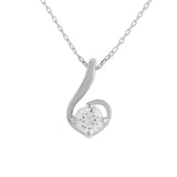 925 Sterling Silver CZ Round Stone Pendant with Chain