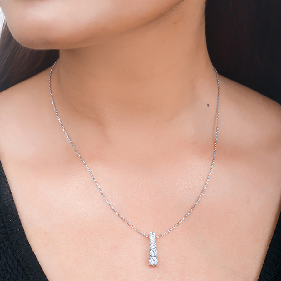 925 Sterling Silver CZ Aesthetic Cone Shaped Pendant with Chain