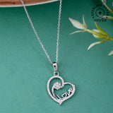 925 Sterling Silver CZ Heart Shaped Pendant with Chain
