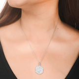 925 Sterling Silver CZ Hexagon Desgined Pendant with Chain