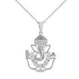 925 Sterling Silver CZ Ganesha Pendant with Chain