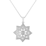 925 Sterling Silver CZ Flower Shape Diamond Pendant