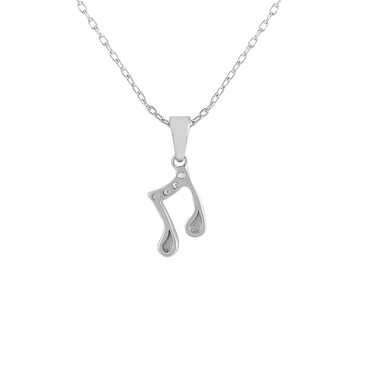 925 Sterling Silver CZ Music Emblem Pendant with Chain