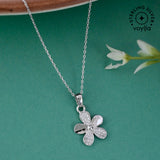 925 Sterling Silver CZ Floral Pendant